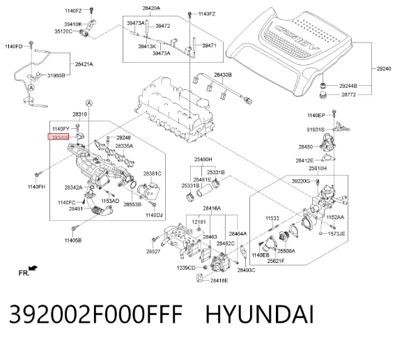 Czujnik ciśnienia w kolektorze ssącym, MAP 392002F000FFF Hyundai/Kia