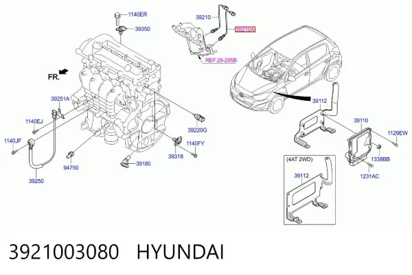 Sonda lambda czujnik tlenu po katalizatorze 3921003080 Hyundai/Kia