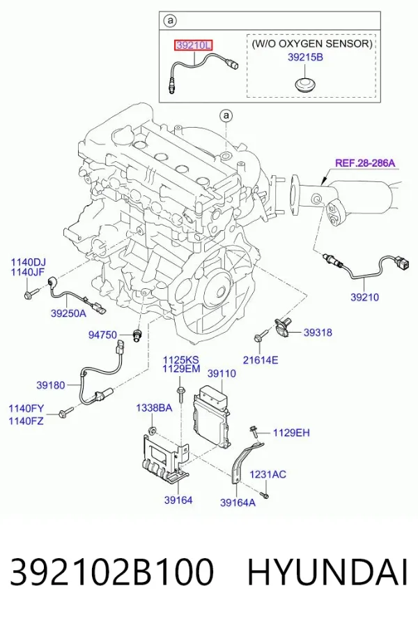 Sonda lambda czujnik tlenu przed katalizatorem 392102B100 Hyundai/Kia