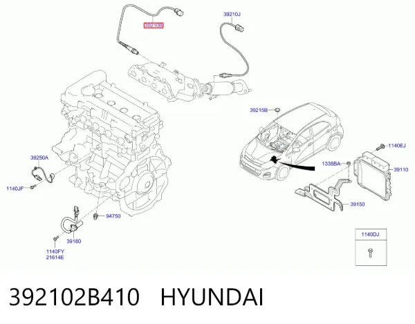 Sonda lambda czujnik tlenu przed katalizatorem 392102B410 Hyundai/Kia