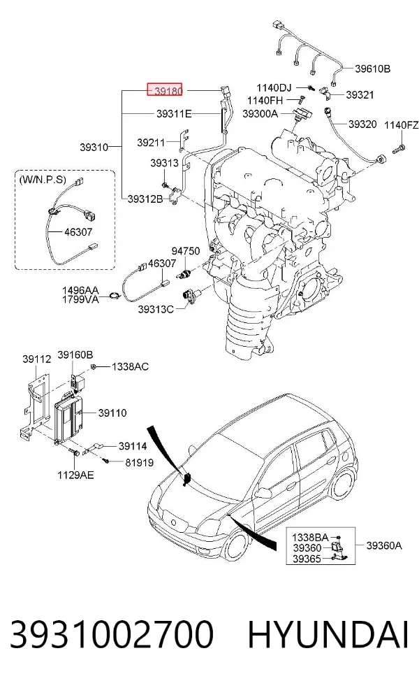 Czujnik położenia wału korbowego 3931002700 Hyundai/Kia