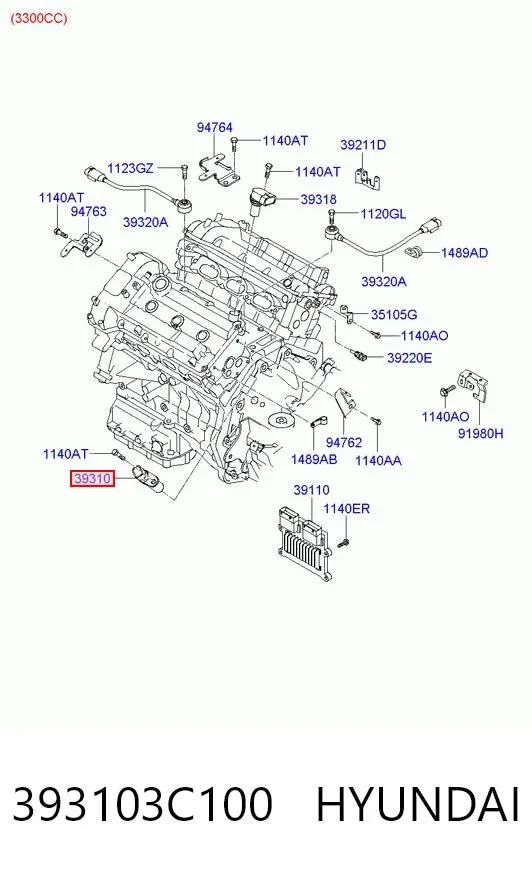 Czujnik położenia wału korbowego 393103C100 Hyundai/Kia
