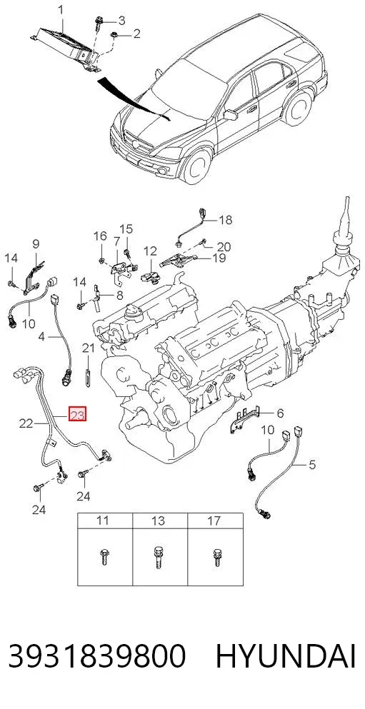 Czujnik położenia wałka rozrządu 3931839800 Hyundai/Kia