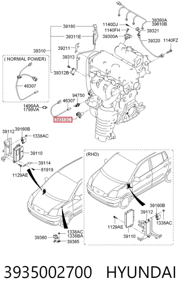 Czujnik położenia wałka rozrządu 3935002700 Hyundai/Kia