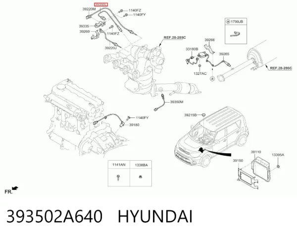Sonda lambda czujnik tlenu przed katalizatorem 393502A640 Hyundai/Kia