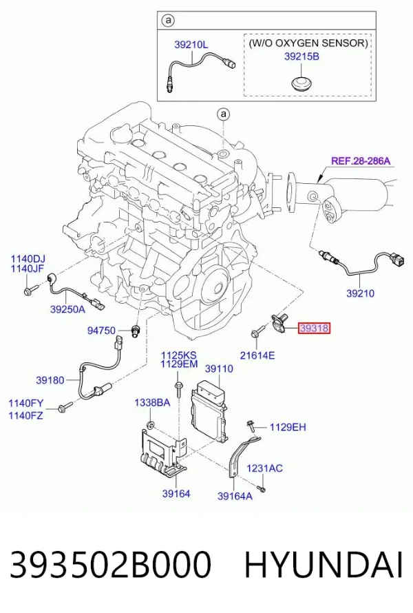 Czujnik położenia wałka rozrządu 393502B000 Hyundai/Kia