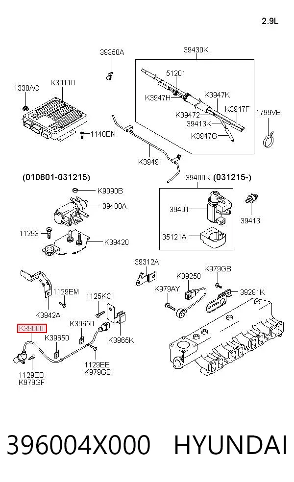 Czujnik położenia wału korbowego 396004X000 Hyundai/Kia