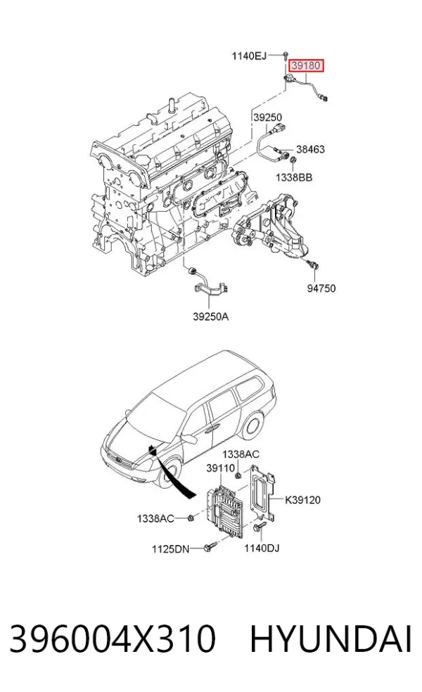 Czujnik położenia wału korbowego 396004X310 Hyundai/Kia