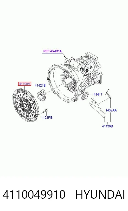 Zestaw sprzęgła (3 części) 4110049910 Hyundai/Kia