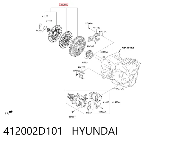 Zestaw sprzęgła (3 części) 412002D101 Hyundai/Kia