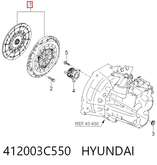Zestaw sprzęgła (3 części) 412003C550 Hyundai/Kia