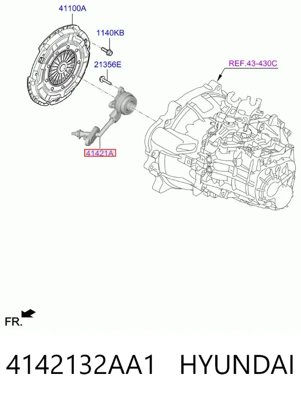 Cylinder roboczy sprzęgła (wysprzęglik) w komplecie z łożyskiem wyciskowym 4142132AA1 Hyundai/Kia