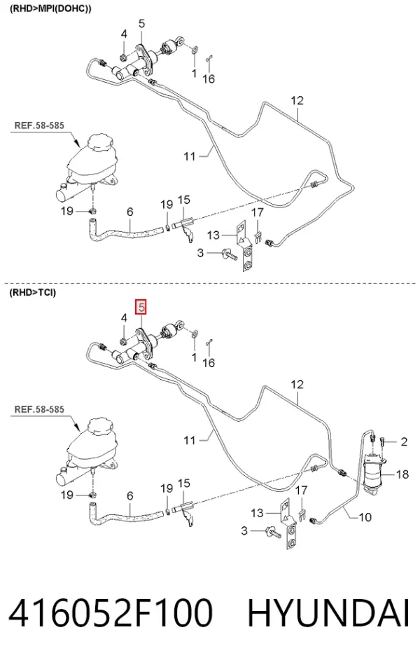 Cylinder sprzęgła główny 416052F100 Hyundai/Kia