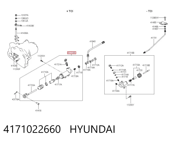 Cylinder roboczy sprzęgła 4171022660 Hyundai/Kia
