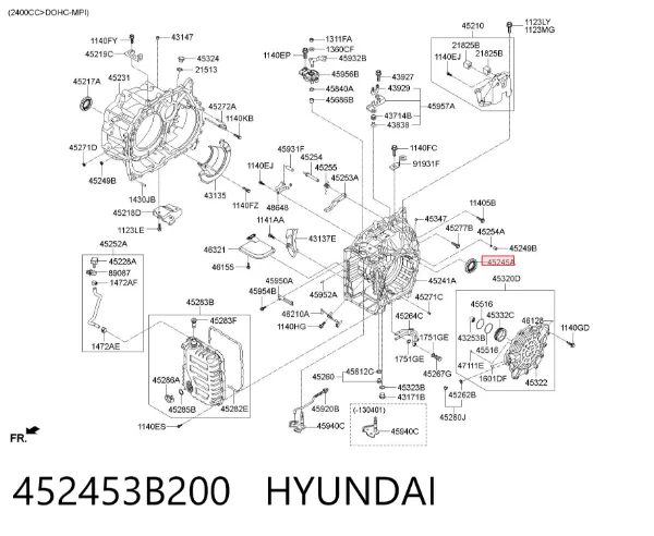 Uszczelniacz półosi lewej mostu przedniego 452453B200 Hyundai/Kia
