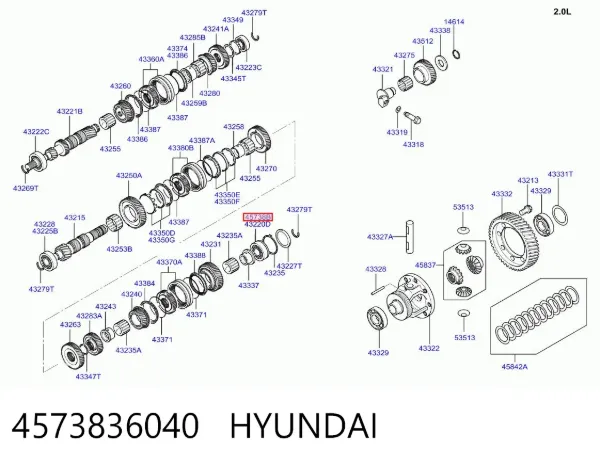 Łożysko wału głównego skrzyni biegów 4573836040 Hyundai/Kia