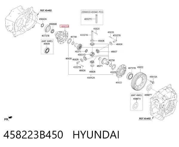 Obudowa dyferencjału mostu przednigo, satelit 458223B450 Hyundai/Kia