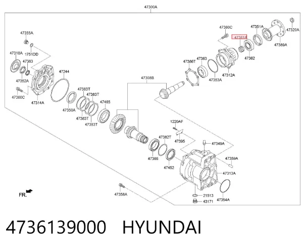 Tuleja dystansowa końcówki mostu tylnego 4736139000 Hyundai/Kia