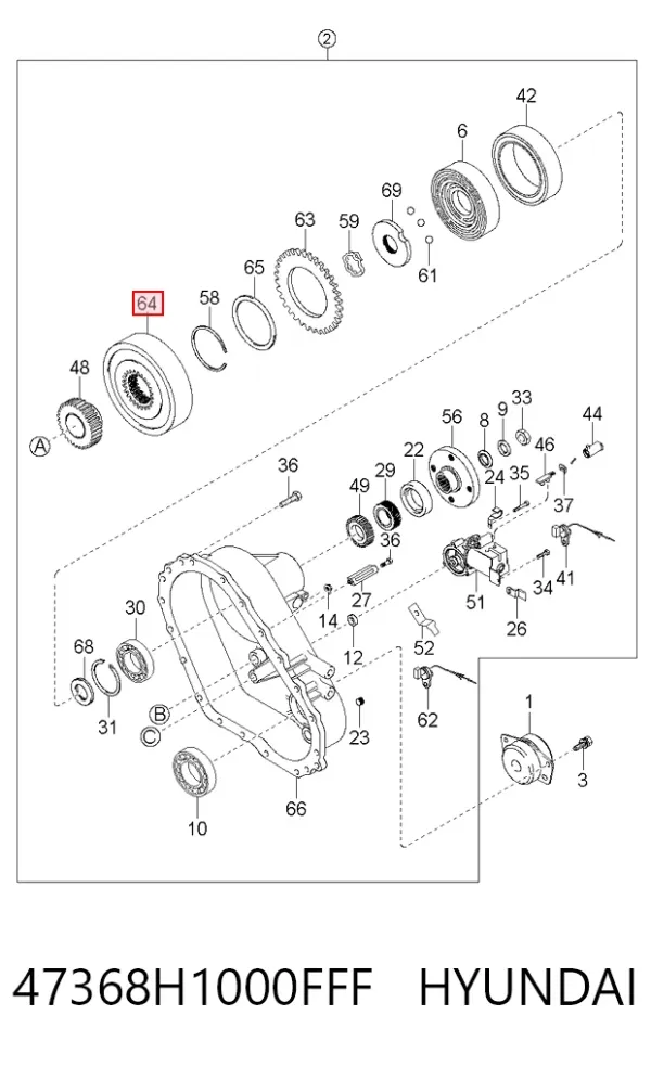 Sprzęgło wiskotyczne (lepkościowe) skrzyni rozdzielczej 47368H1000FFF Hyundai/Kia