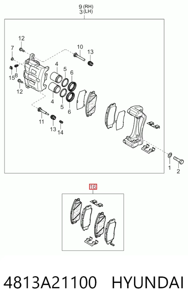 Klocki hamulcowe przednie tarczowe 4813A21100 Hyundai/Kia