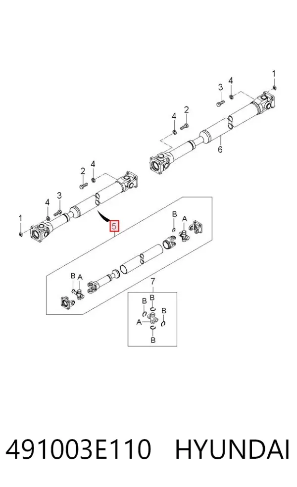 Wał Cardana, do mostu przedniego 491003E110 Hyundai/Kia