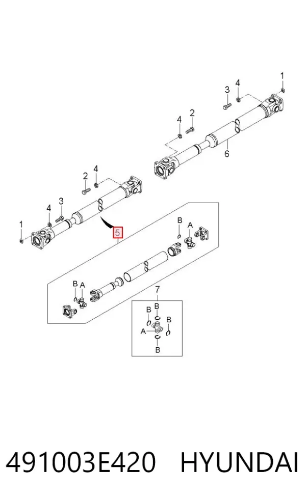 Wał Cardana, do mostu przedniego 491003E420 Hyundai/Kia