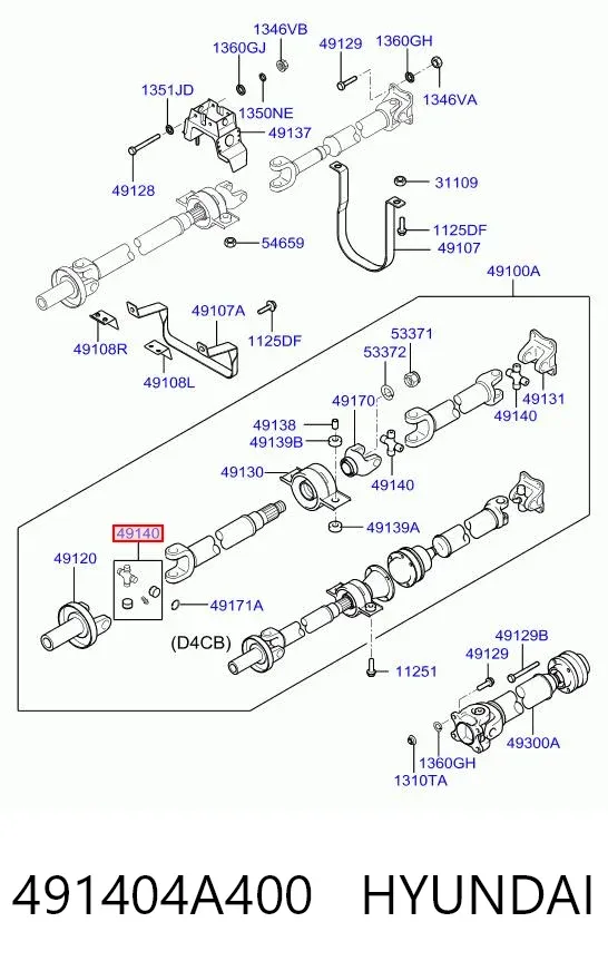 Krzyżak wału Cardana tylnego Hyundai Terracan HP