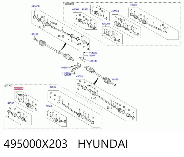 Osłona przegubu homokinetycznego półosi przedniej zewnętrzna 495000X203 Hyundai/Kia