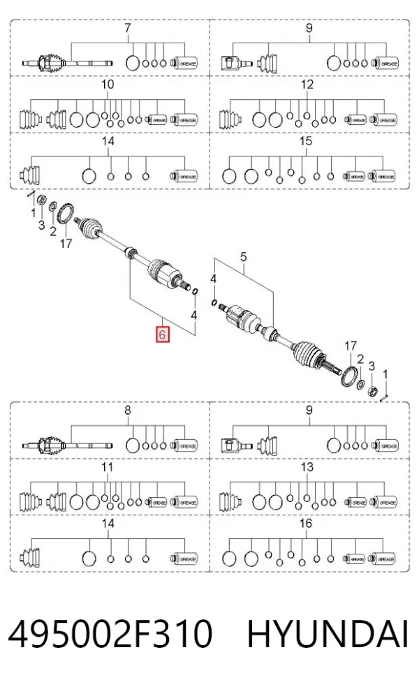 Półoś napędowa przednia prawa 495002F310 Hyundai/Kia