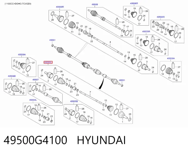Półoś napędowa przednia lewa Hyundai KONA OS