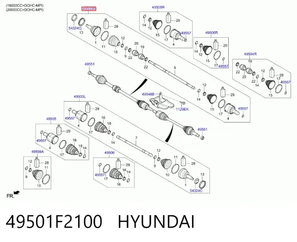 Półoś napędowa przednia prawa Hyundai Elantra VI