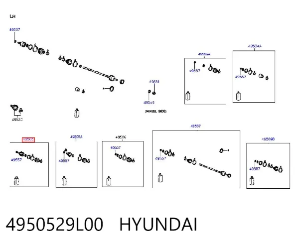 Przegub homokinetyczny przedni wewnętrzny 4950529L00 Hyundai/Kia