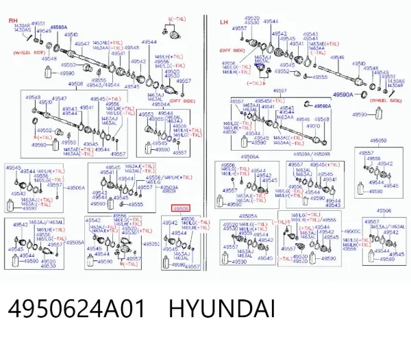 Osłona przegubu homokinetycznego półosi przedniej zewnętrzna 4950624A01 Hyundai/Kia