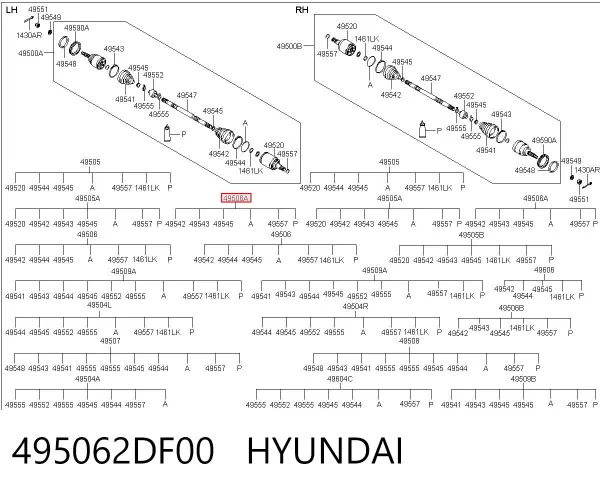 Osłona przegubu homokinetycznego półosi przedniej wewnętrzna 495062DF00 Hyundai/Kia