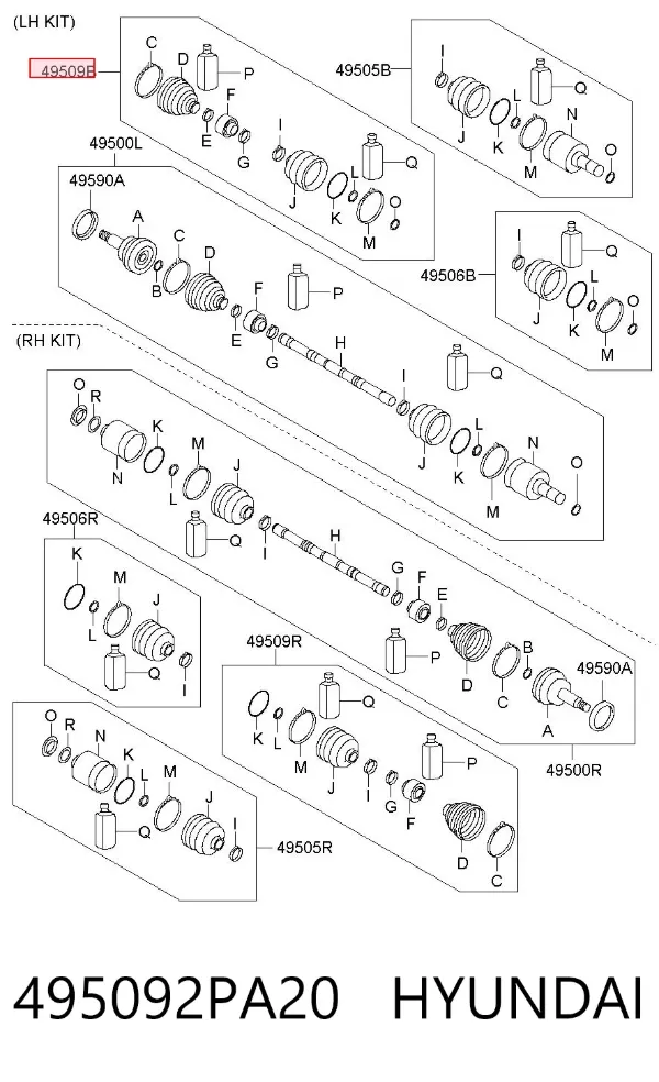 Osłona przegubu homokinetycznego zewnętrzna lewa 495092PA20 Hyundai/Kia