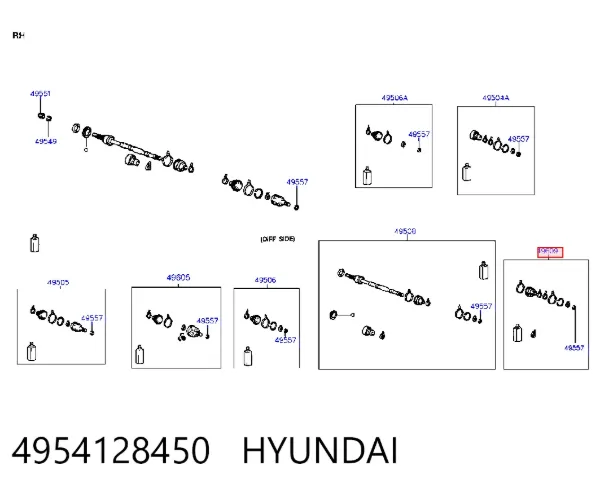 Osłona przegubu homokinetycznego półosi przedniej zewnętrzna 4954128450 Hyundai/Kia
