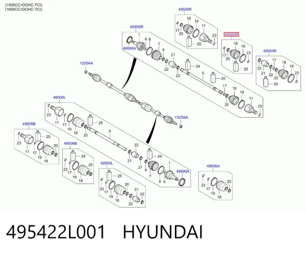 Osłona przegubu homokinetycznego półosi przedniej wewnętrzna 495422L001 Hyundai/Kia