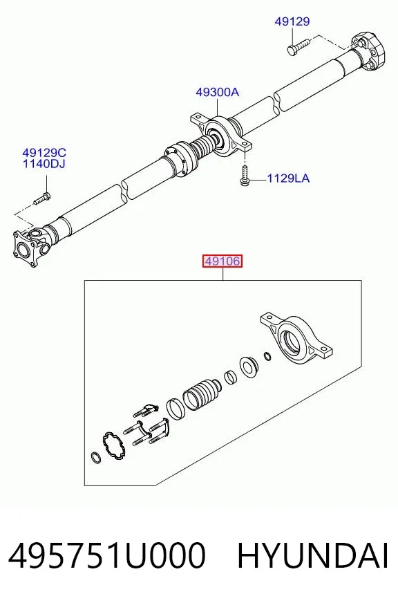Łożysko podwieszane wału Cardana 495751U000 Hyundai/Kia