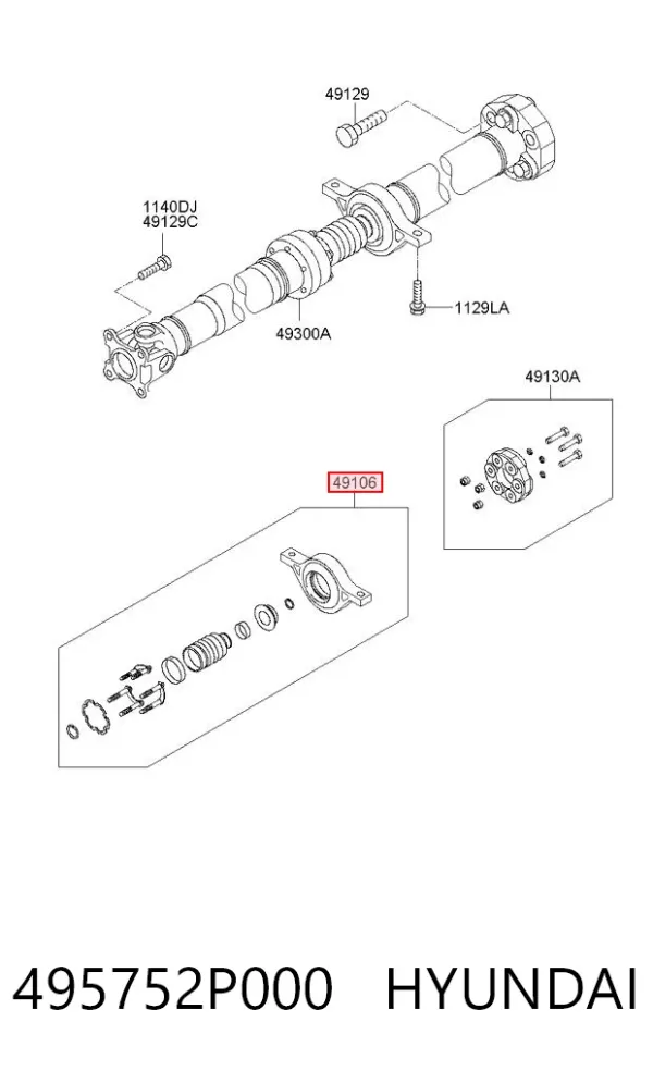 Łożysko podwieszane wału Cardana 495752P000 Hyundai/Kia