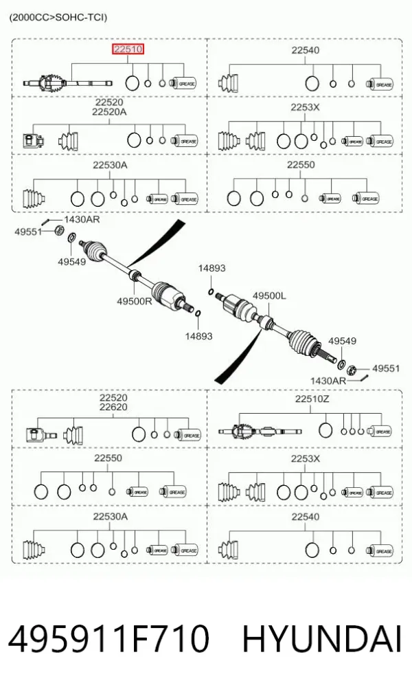 Przegub homokinetyczny przedni zewnętrzny 495911F710 Hyundai/Kia
