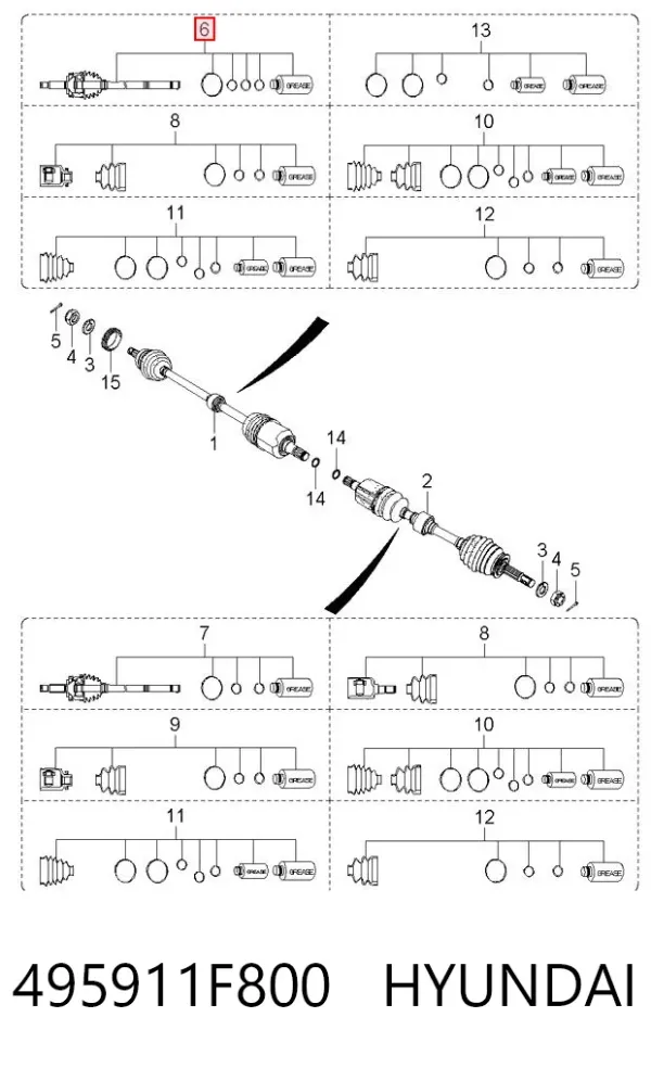 Półoś napędowa przednia prawa 495911F800 Hyundai/Kia