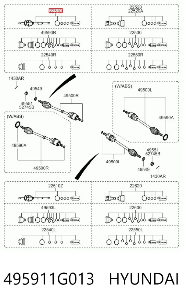 Przegub homokinetyczny przedni zewnętrzny 495911G013 Hyundai/Kia