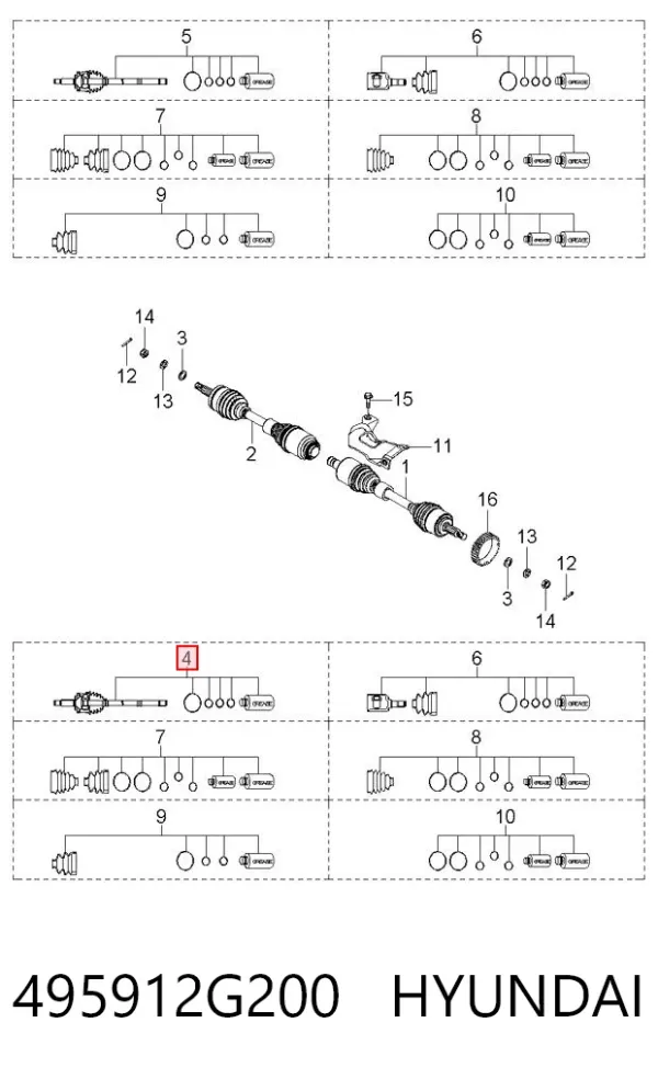 Przegub homokinetyczny przedni zewnętrzny 495912G200 Hyundai/Kia