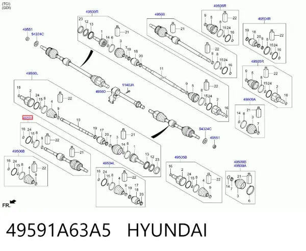 Przegub homokinetyczny przedni zewnętrzny 49591A63A5 Hyundai/Kia