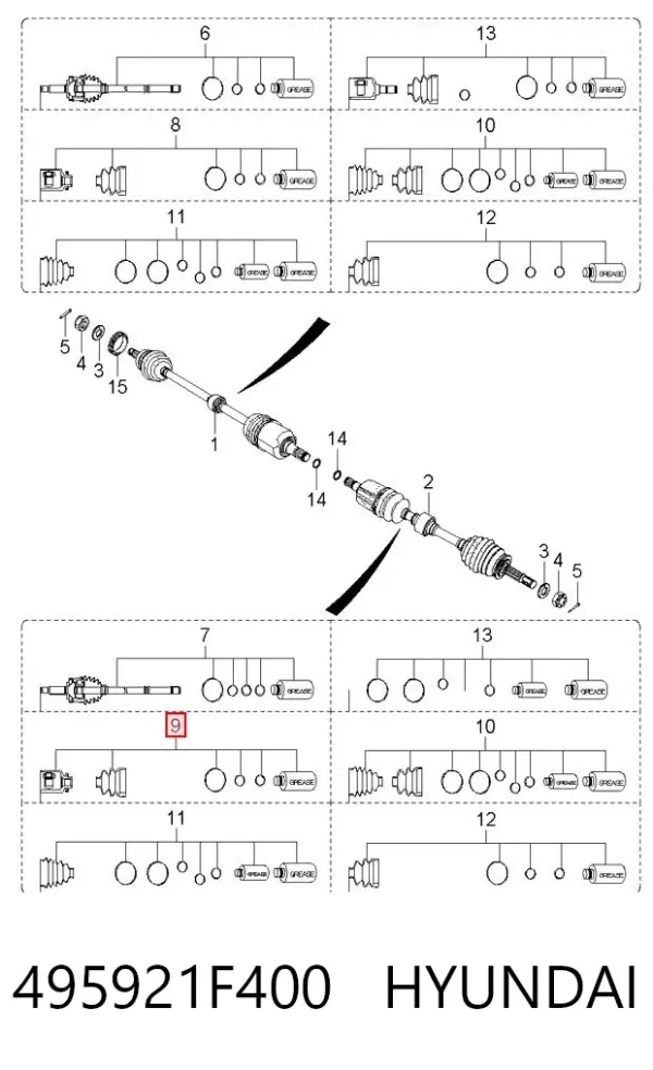 Przegub homokinetyczny przedni wewnętrzny 495921F400 Hyundai/Kia