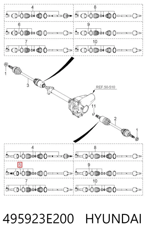Przegub homokinetyczny przedni wewnętrzny 495923E200 Hyundai/Kia