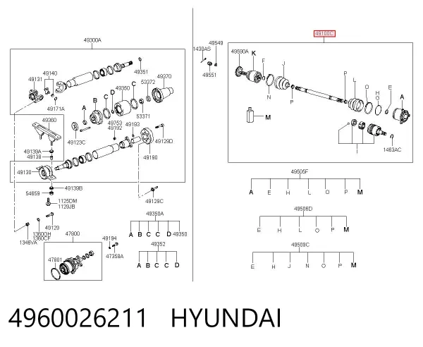 Półoś tylna 4960026211 Hyundai/Kia