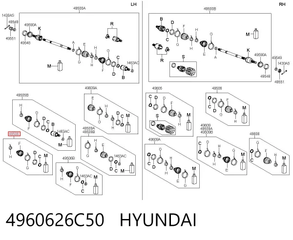 Osłona przegubu homokinetycznego półosi przedniej zewnętrzna 4960626C50 Hyundai/Kia