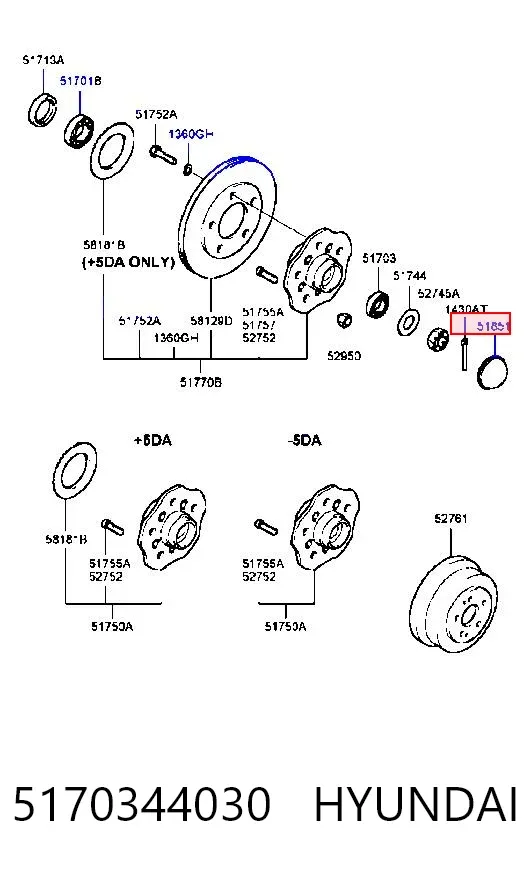 Łożysko piasty przedniej 5170344030 Hyundai/Kia