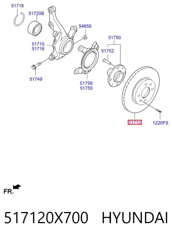 Tarcza hamulcowa przednia 517120X700 Hyundai/Kia